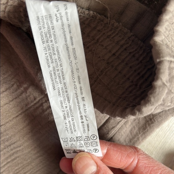 Zara Brown Linen-like Wide Leg Pants - Picture 7 of 8